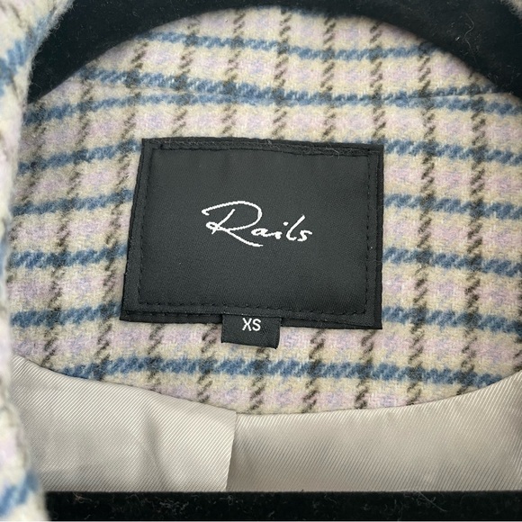 Rails Windsor Lilac Navy Mini Check Blazer Wool Blend Academia Office Size XS - Picture 11 of 15